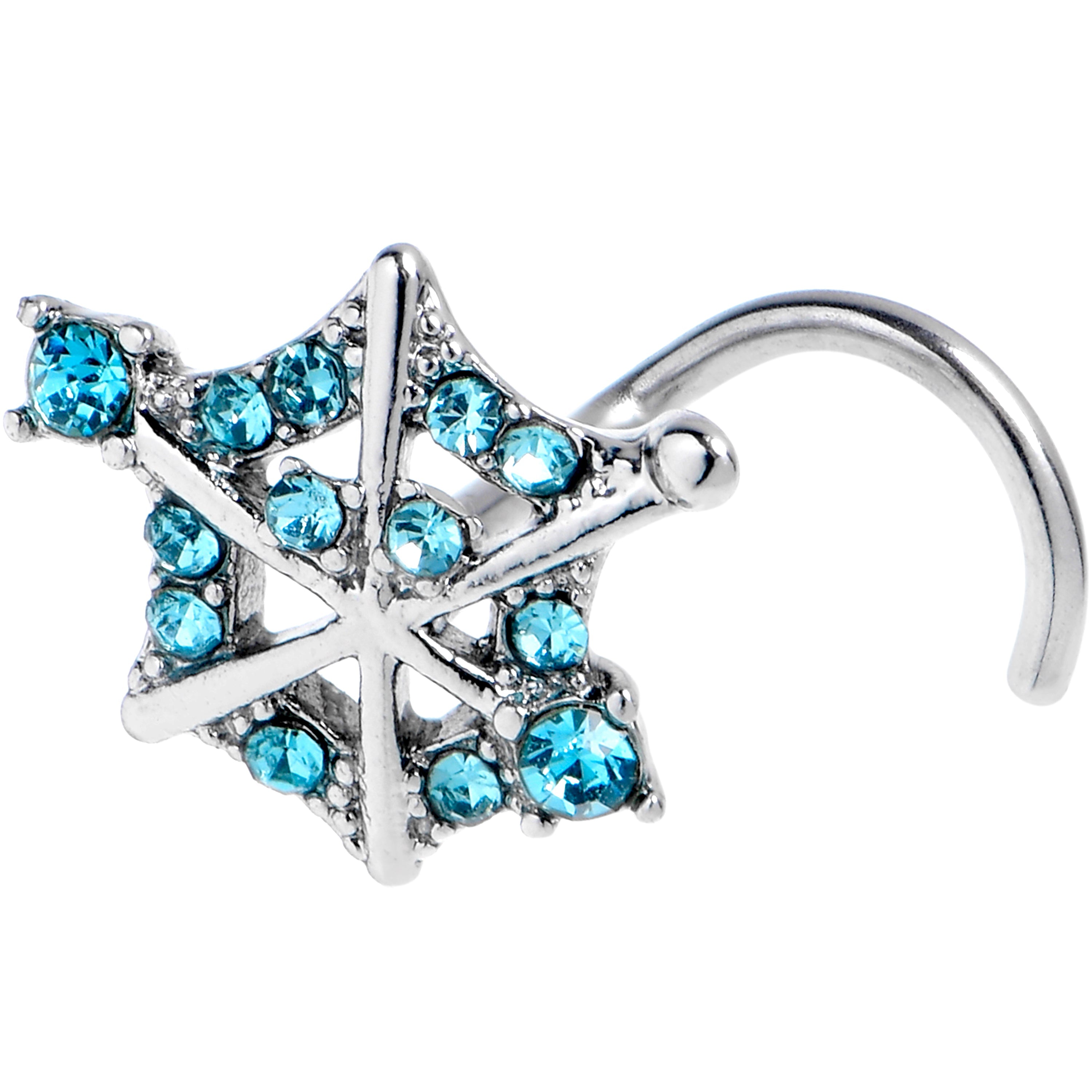 BodyCandy 20G 7mm Blue Gem Spiderweb Goth Left Side Nose Screw — main product shot