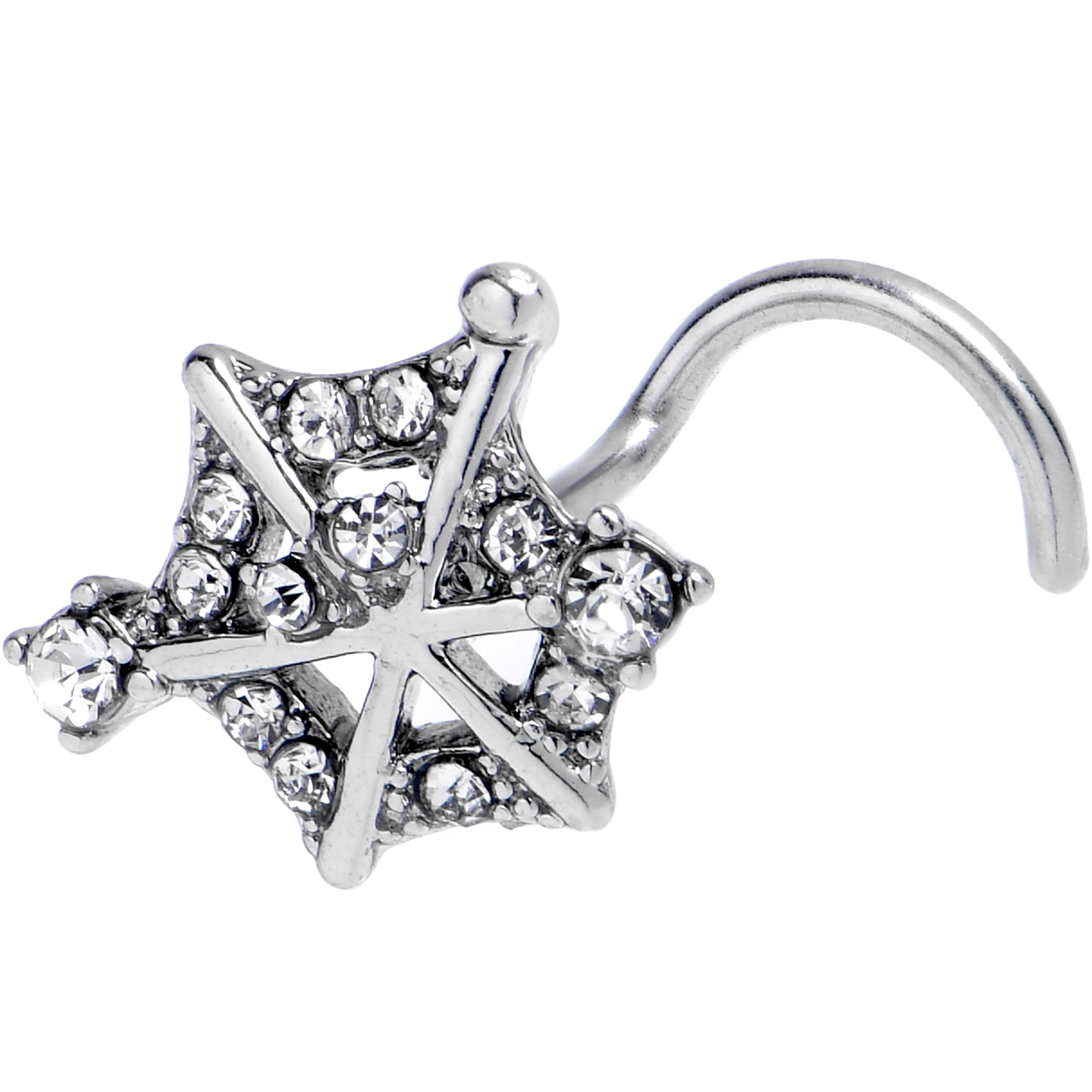 BodyCandy 20G 7mm Clear Gem Spiderweb Goth Left Side Nose Screw — main product shot