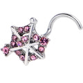 BodyCandy 20G 7mm Pink Gem Spiderweb Goth Left Side Nose Screw — main product shot