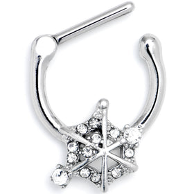 16G 5/16 Clear Gem Spiderweb Goth Cartilage Clicker