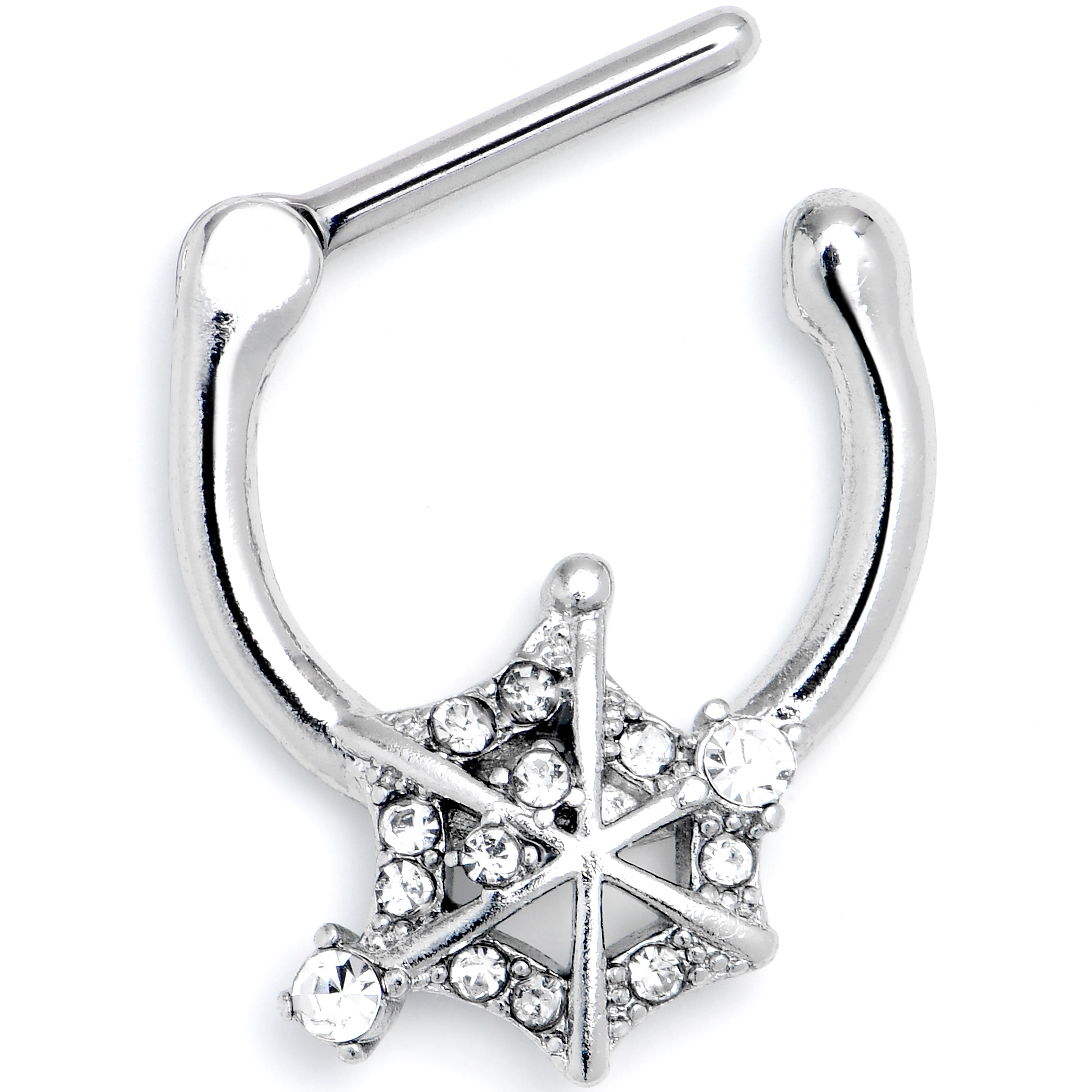 BodyCandy 16G 5/16 Clear Gem Spiderweb Goth Cartilage Clicker — main product shot