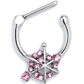 16G 5/16 Pink Gem Spiderweb Goth Cartilage Clicker