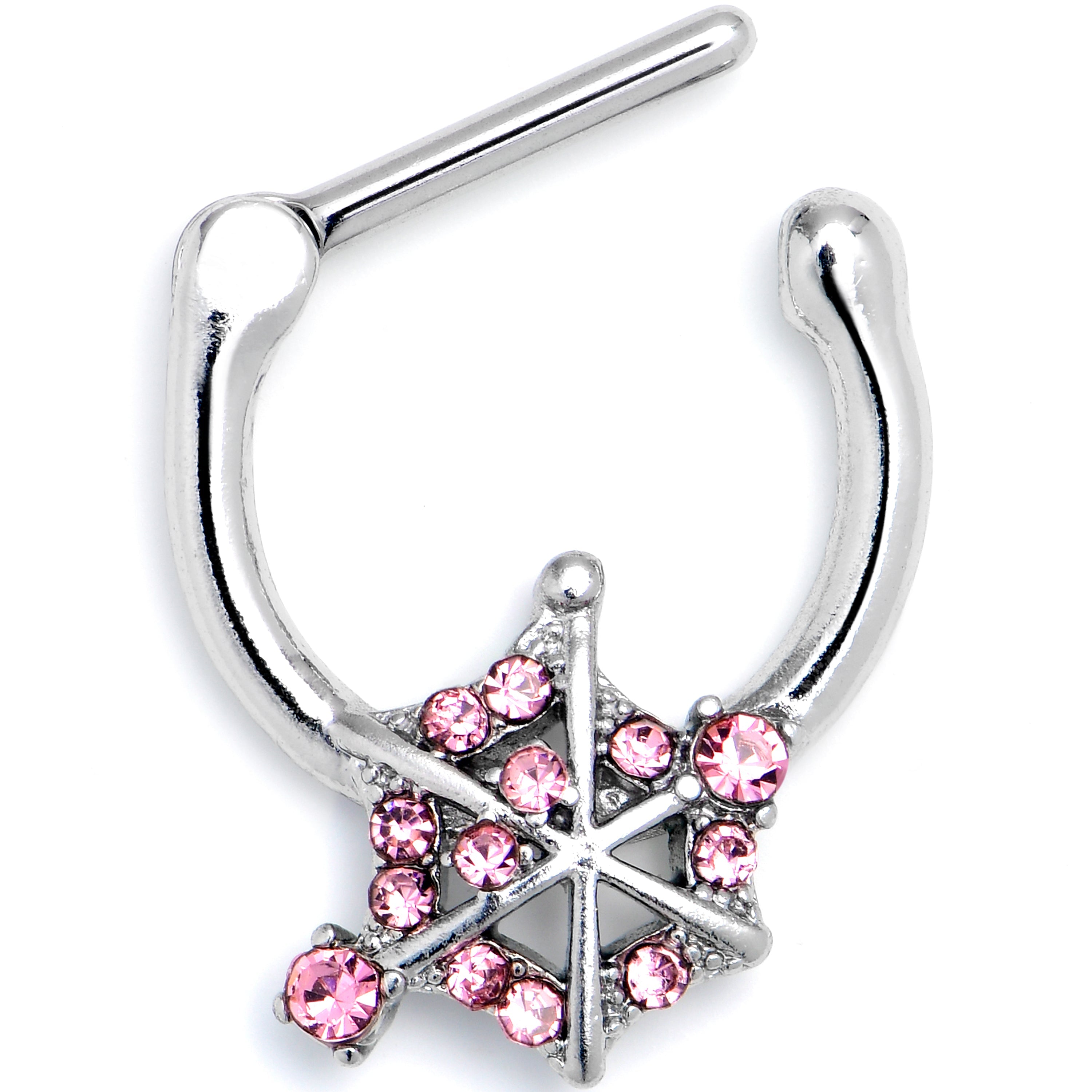 BodyCandy 16G 5/16 Pink Gem Spiderweb Goth Cartilage Clicker — main product shot