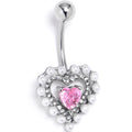BodyCandy Pink CZ Gem Pearly Heart Pair Belly Ring — main product shot