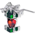 BodyCandy 20G 7mm Red Green Gem Holiday Abstract Heart L Shape Nose Ring — main product shot