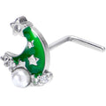 BodyCandy 20G 7mm Clear Gem Santa Hat Stars Green L Shape Nose Ring — main product shot