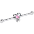 BodyCandy 14G Pink CZ Gem Wrapped in Heart Industrial Barbell 38mm — main product shot