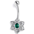 BodyCandy Clear Green Gem Blooming Beauty Flower Belly Ring — main product shot