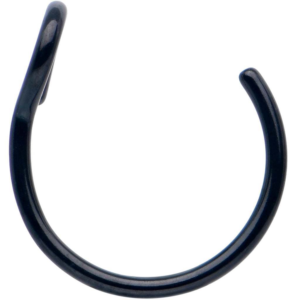 BodyCandy Black Stainless Steel Clip on Hoop Fake Nose Ring — detail close-up