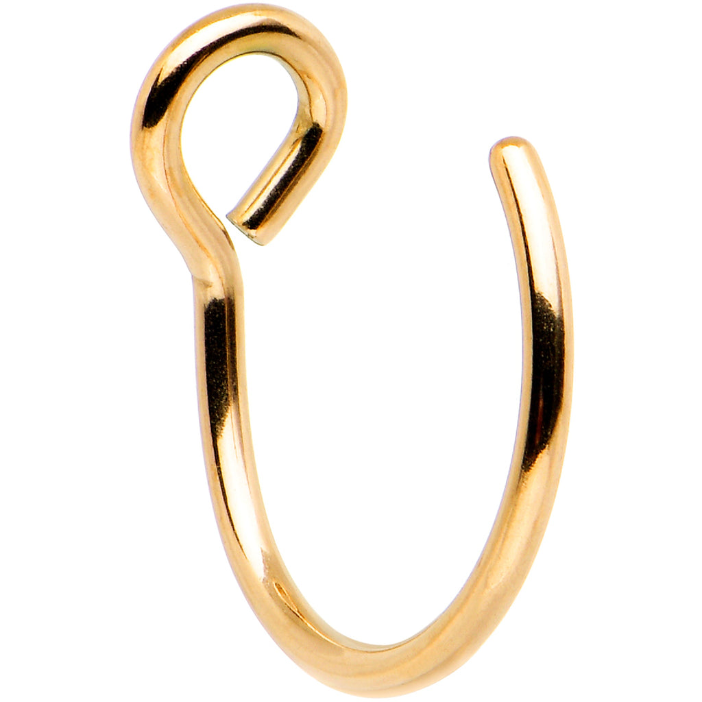 BodyCandy Gold Tone Stainless Steel Clip on Hoop Fake Nose Ring — main product shot