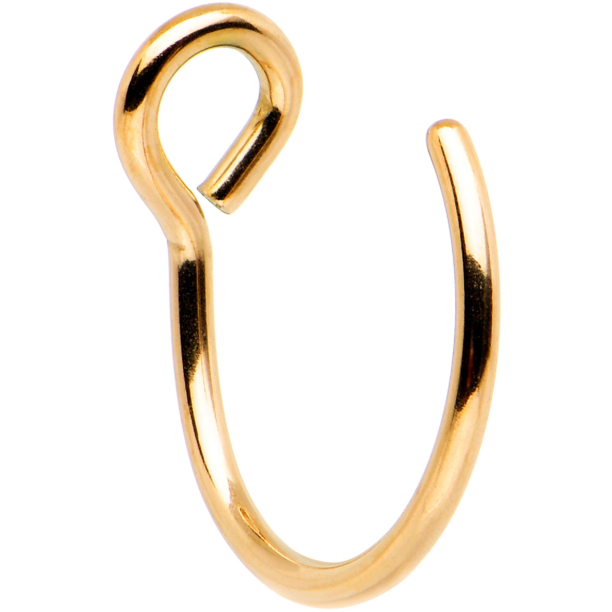 BodyCandy Gold Tone Stainless Steel Clip on Hoop Fake Nose Ring — main product shot
