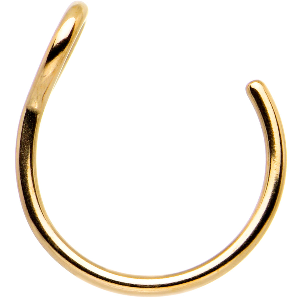 BodyCandy Gold Tone Stainless Steel Clip on Hoop Fake Nose Ring — detail close-up