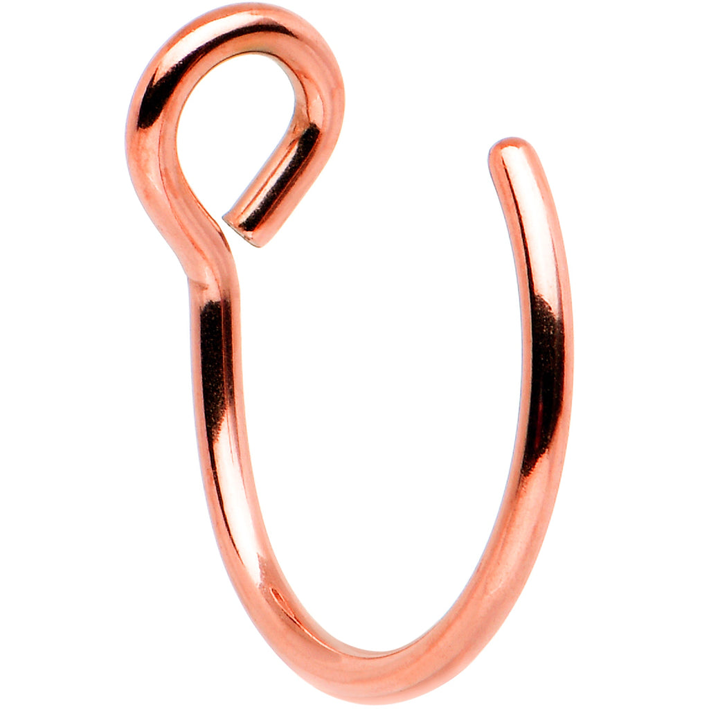 BodyCandy Rose Gold Tone Stainless Steel Clip on Hoop Fake Nose Ring — main product shot