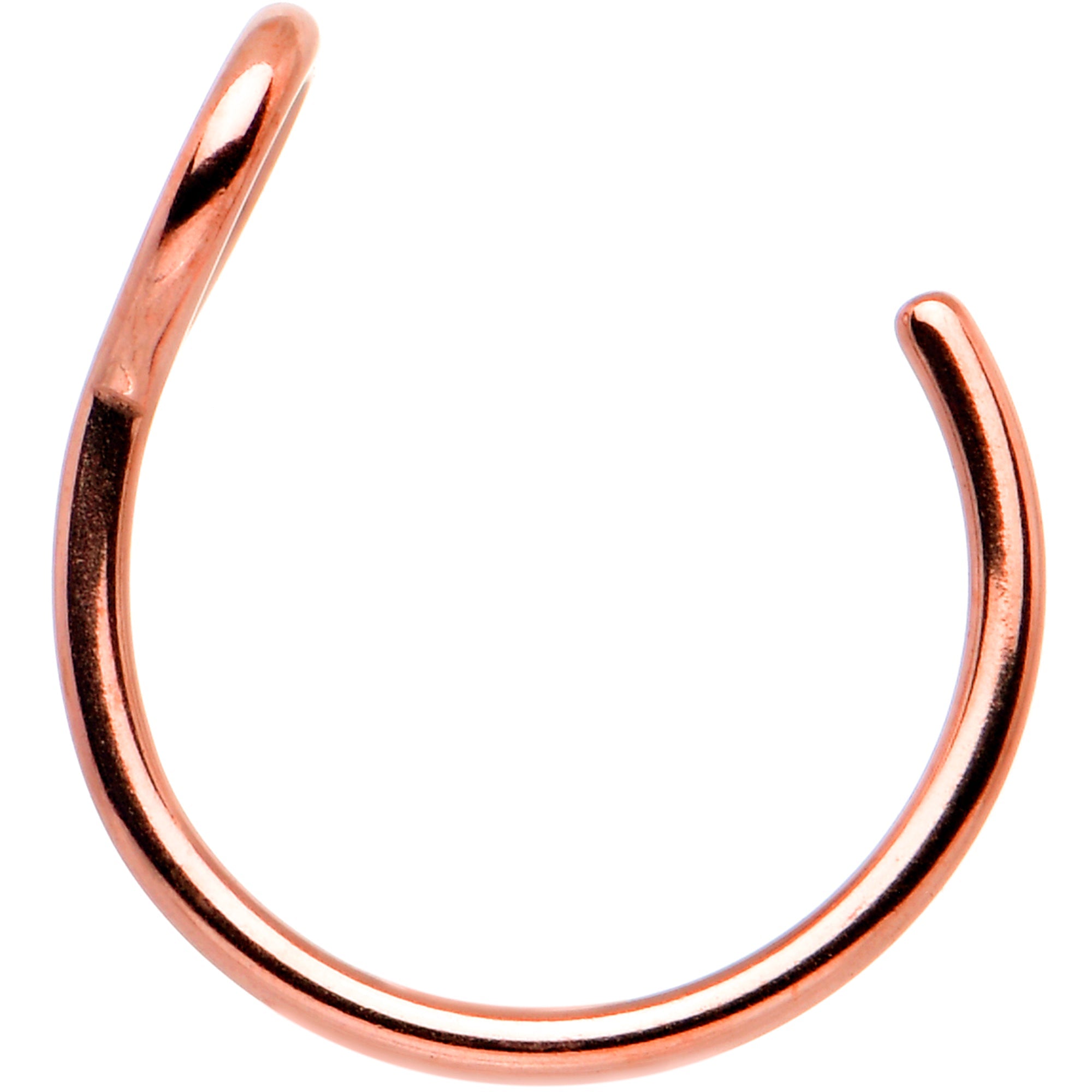 BodyCandy Rose Gold Tone Stainless Steel Clip on Hoop Fake Nose Ring — detail close-up