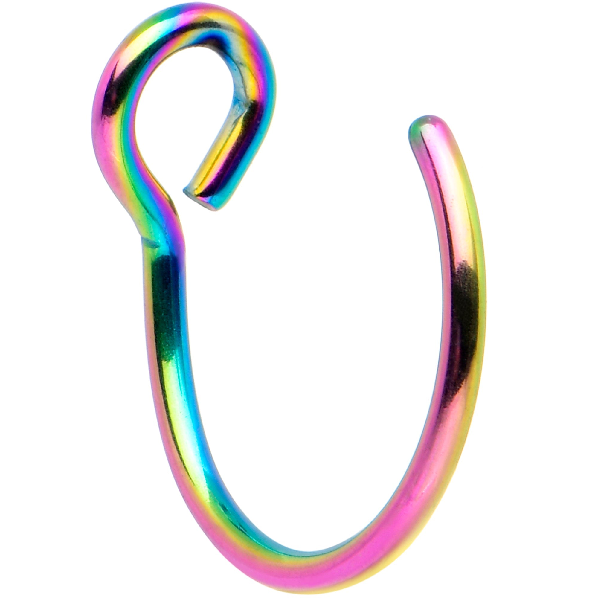 BodyCandy Rainbow Stainless Steel Clip on Hoop Fake Nose Ring — main product shot