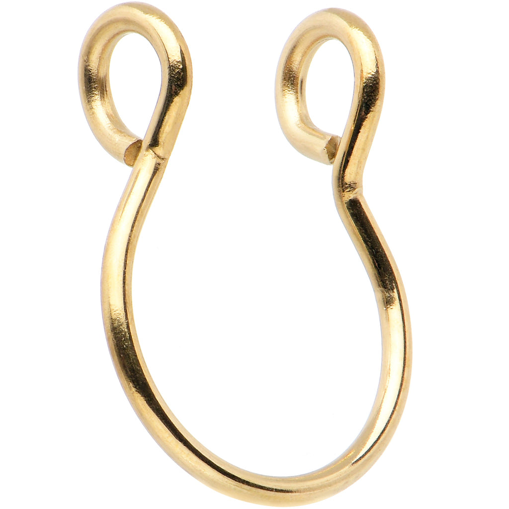 BodyCandy Gold Tone Stainless Steel Clip on Fake Septum Nose Hoop — main product shot