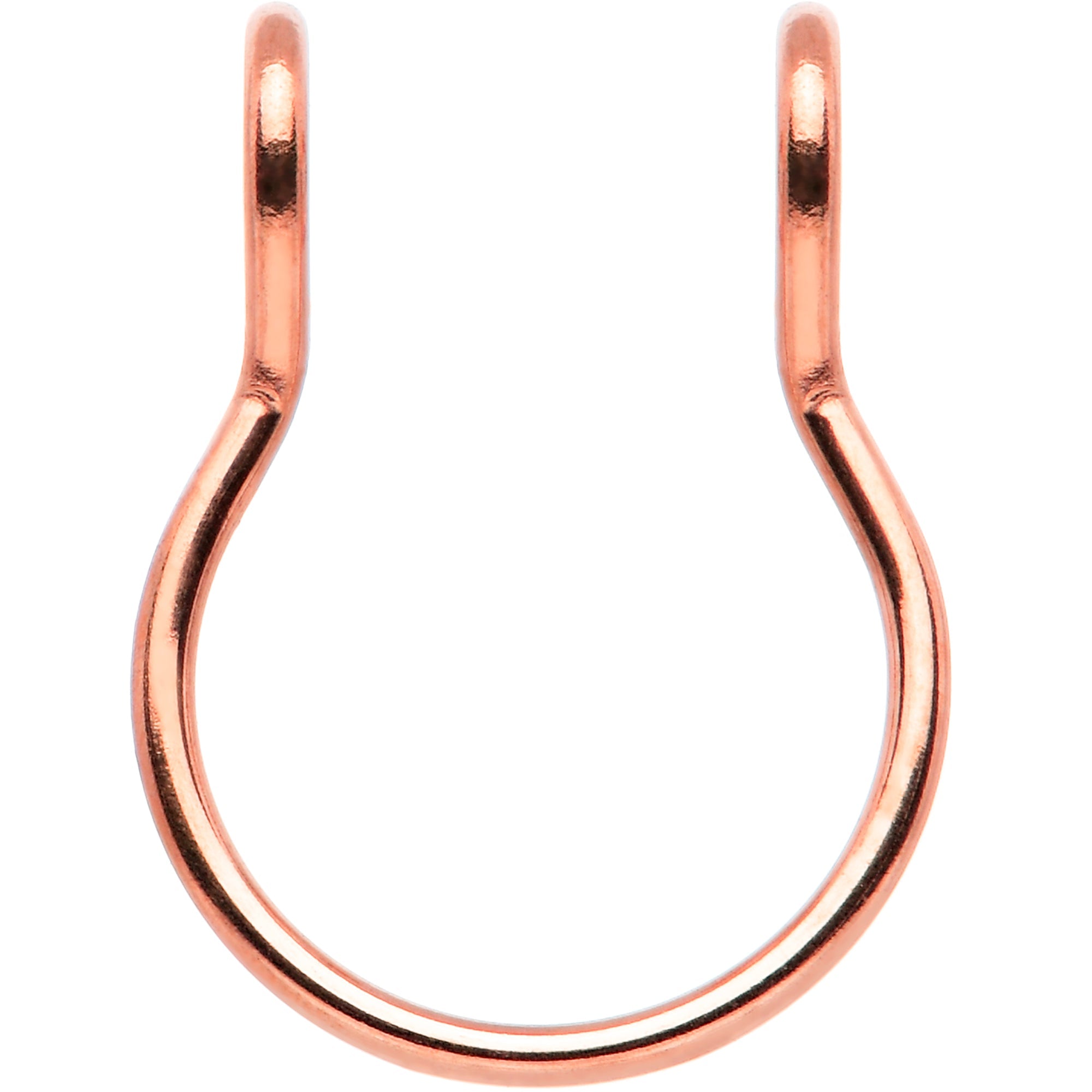 BodyCandy Rose Gold Tone Stainless Steel Clip on Fake Septum Nose Hoop — detail close-up
