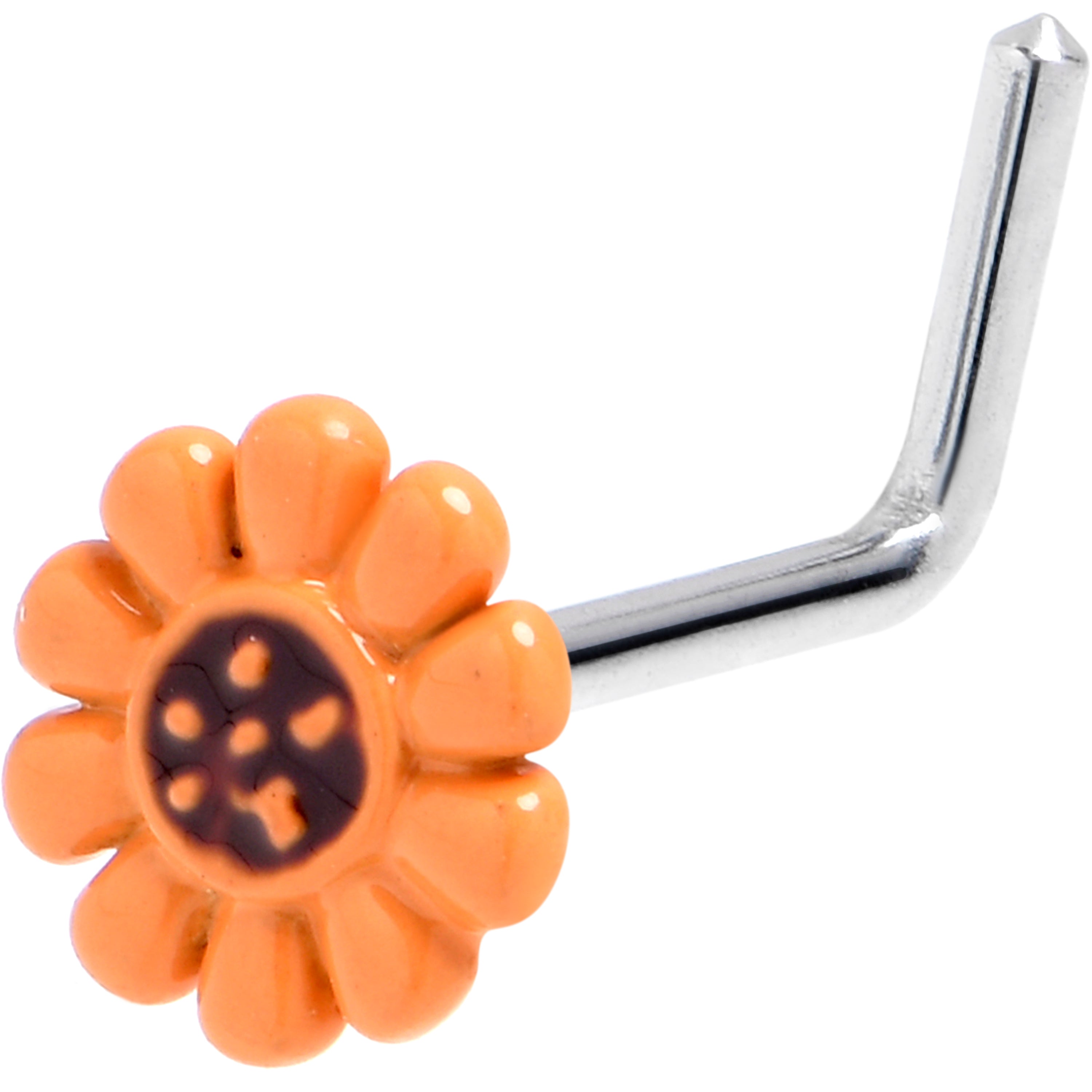 BodyCandy 20G 7mm Simple Classic Sunflower L Shape Nose Ring — main product shot