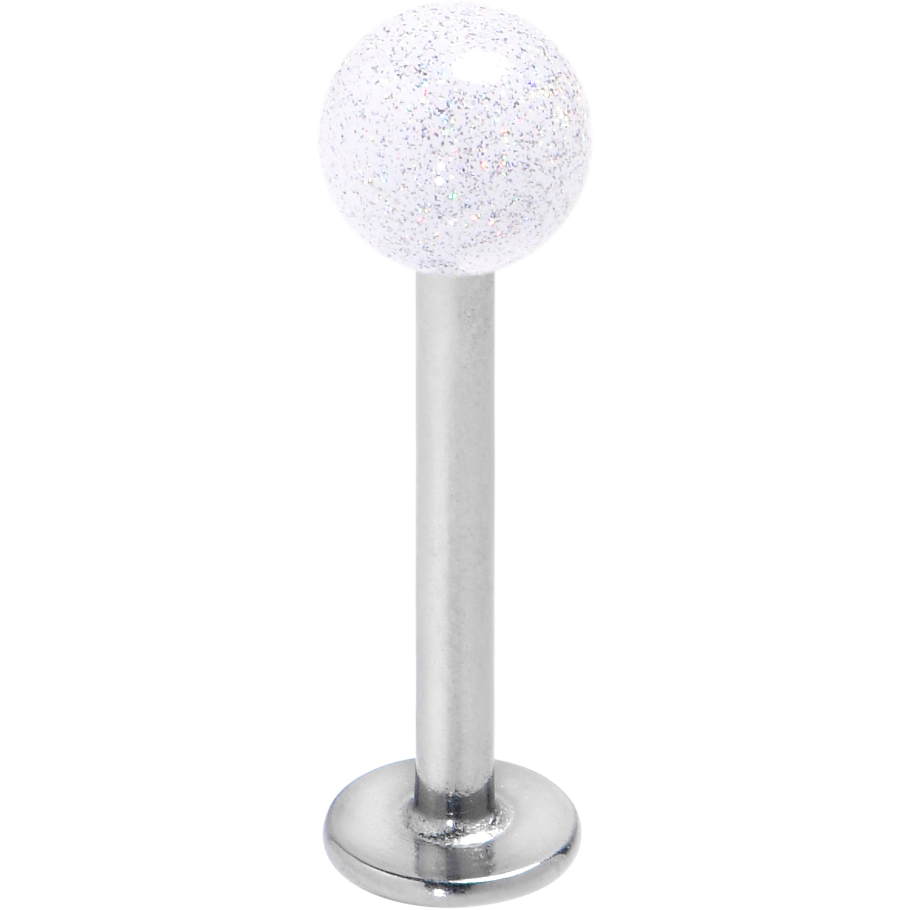 BodyCandy 16 Gauge 3/8 Clear Shimmer Glitter Labret Monroe Tragus — main product shot