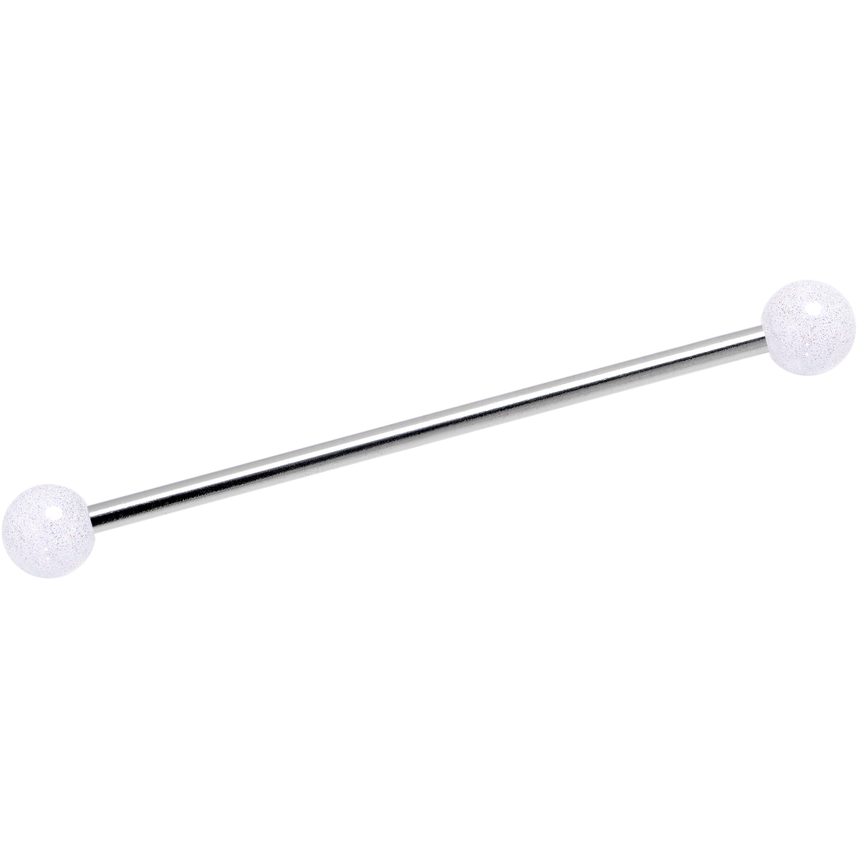 BodyCandy 14G Shimmer White Ends Industrial Barbell 38mm — main product shot