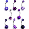 BodyCandy Purple Gem Hearts Pattern Belly Ring Set of 8 — main product shot