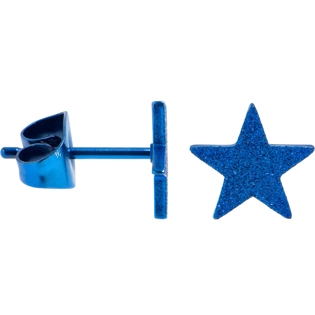 BodyCandy 4mm-8mm Stars Stud Blue 316L Stainless Steel Earrings 6 Pack — detail close-up