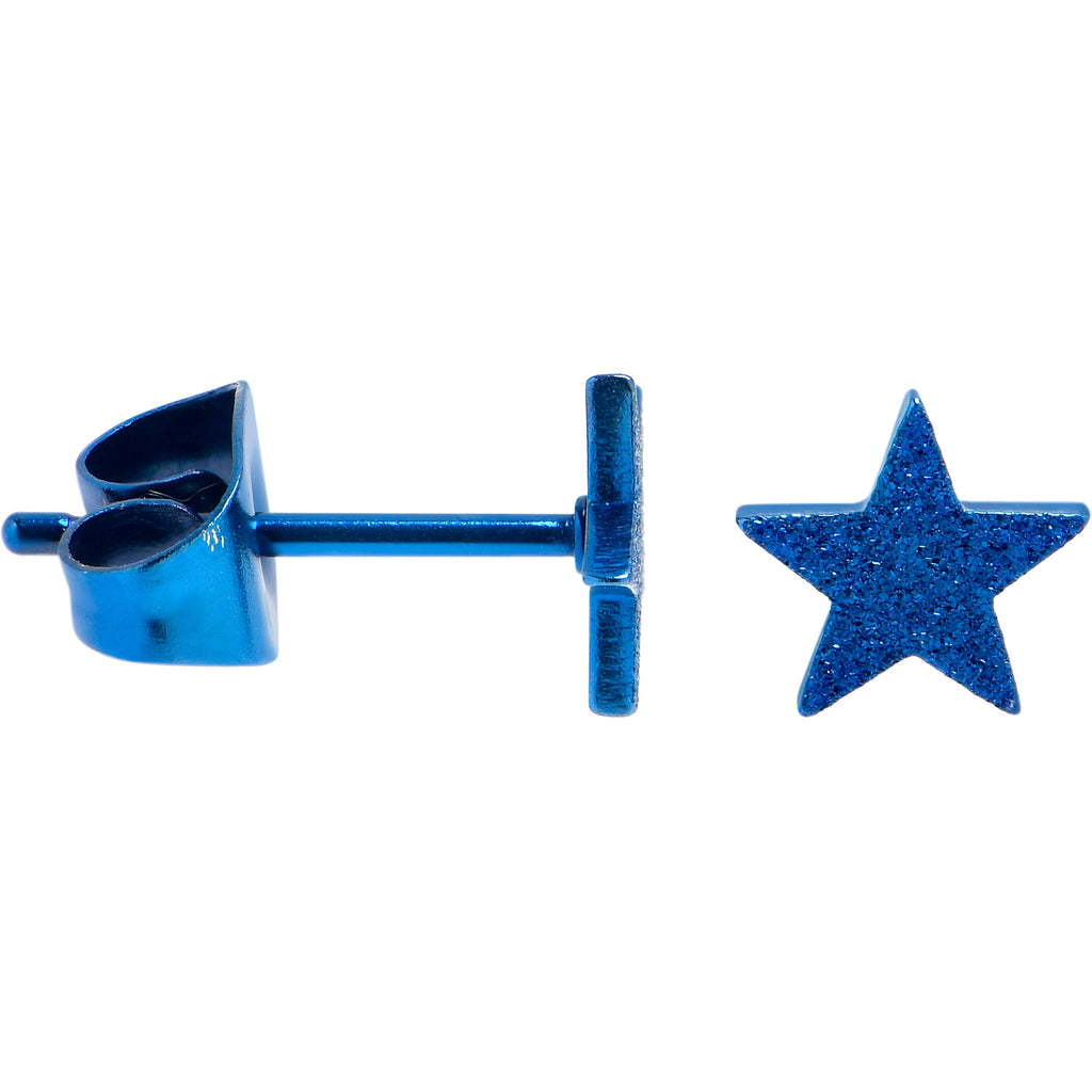 BodyCandy 4mm-8mm Stars Stud Blue 316L Stainless Steel Earrings 6 Pack — lifestyle context