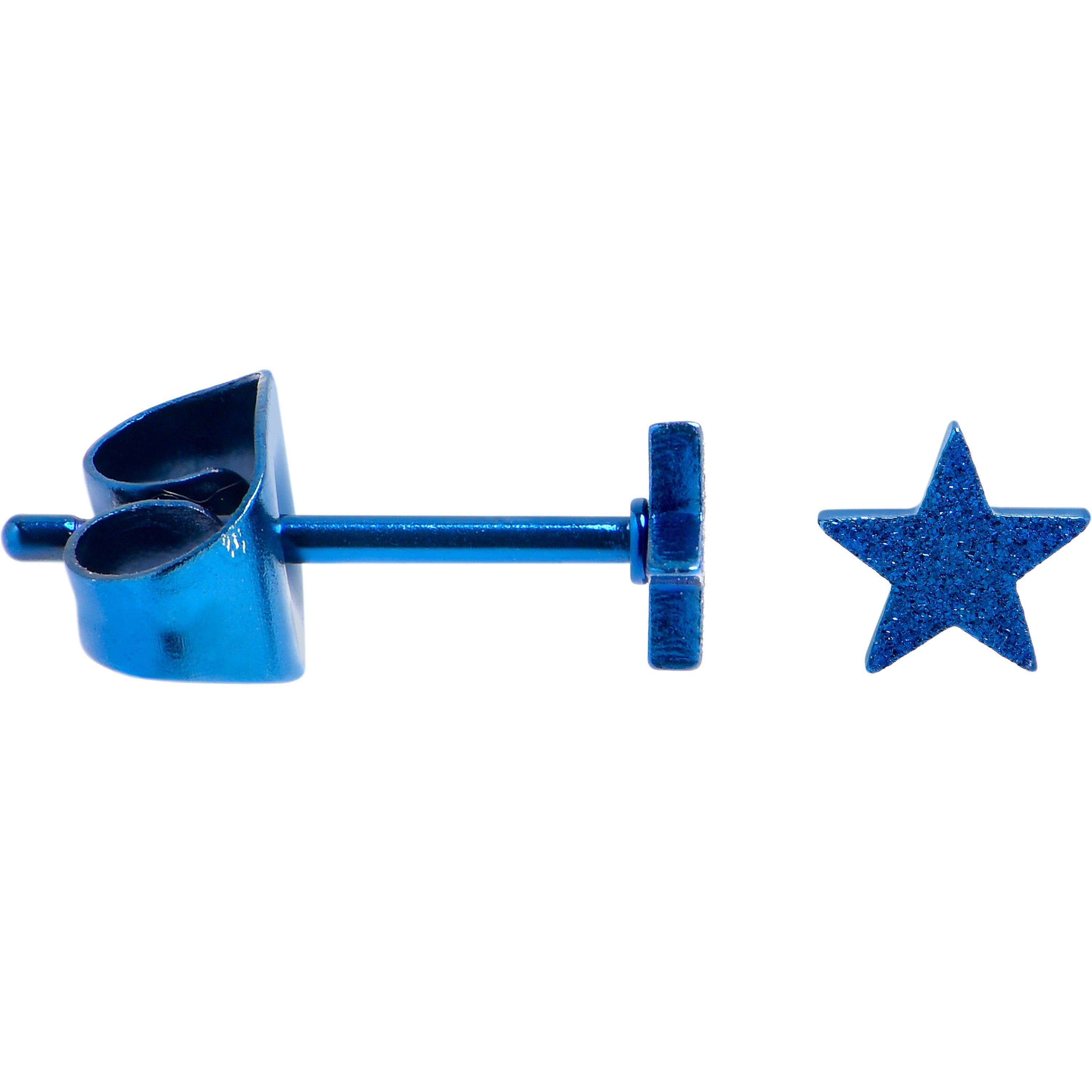 BodyCandy 4mm-8mm Stars Stud Blue 316L Stainless Steel Earrings 6 Pack — side view