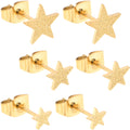 BodyCandy 4mm-8mm Stars Stud Gold Tone 316L Stainless Steel Earrings 6 Pack — main product shot