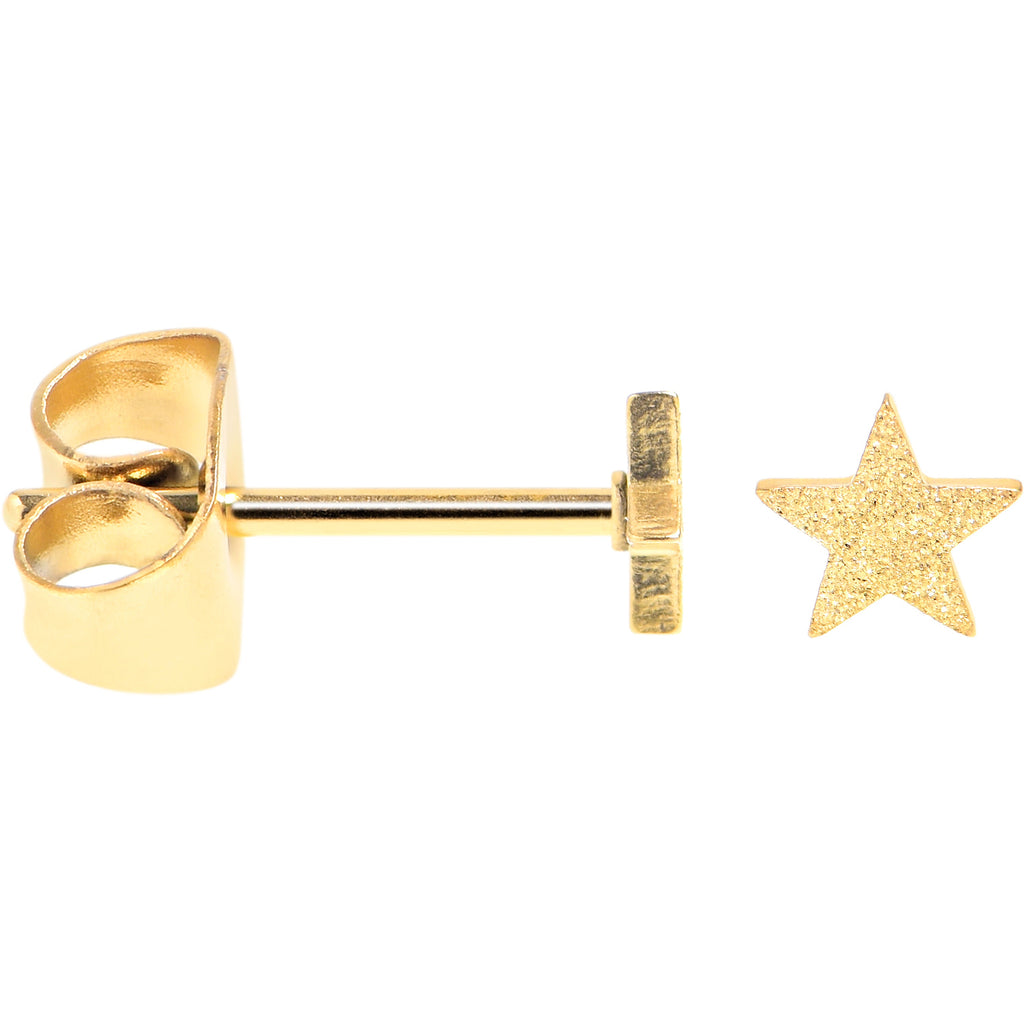 BodyCandy 4mm-8mm Stars Stud Gold Tone 316L Stainless Steel Earrings 6 Pack — side view