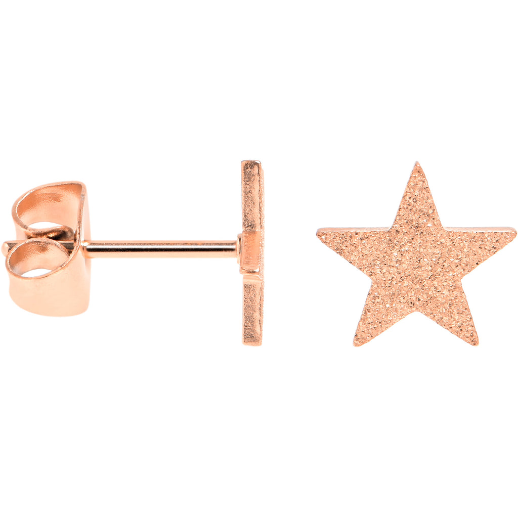 BodyCandy 4mm-8mm Stars Stud Rose Gold Tone 316L Stainless Steel Earrings 6 Pack — detail close-up