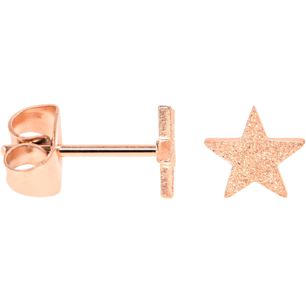 BodyCandy 4mm-8mm Stars Stud Rose Gold Tone 316L Stainless Steel Earrings 6 Pack — lifestyle context