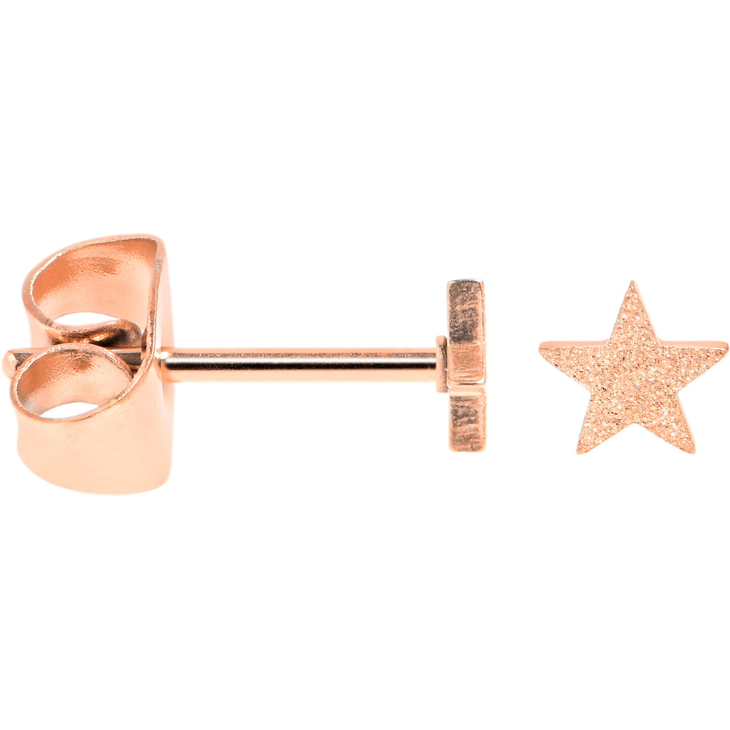 BodyCandy 4mm-8mm Stars Stud Rose Gold Tone 316L Stainless Steel Earrings 6 Pack — side view