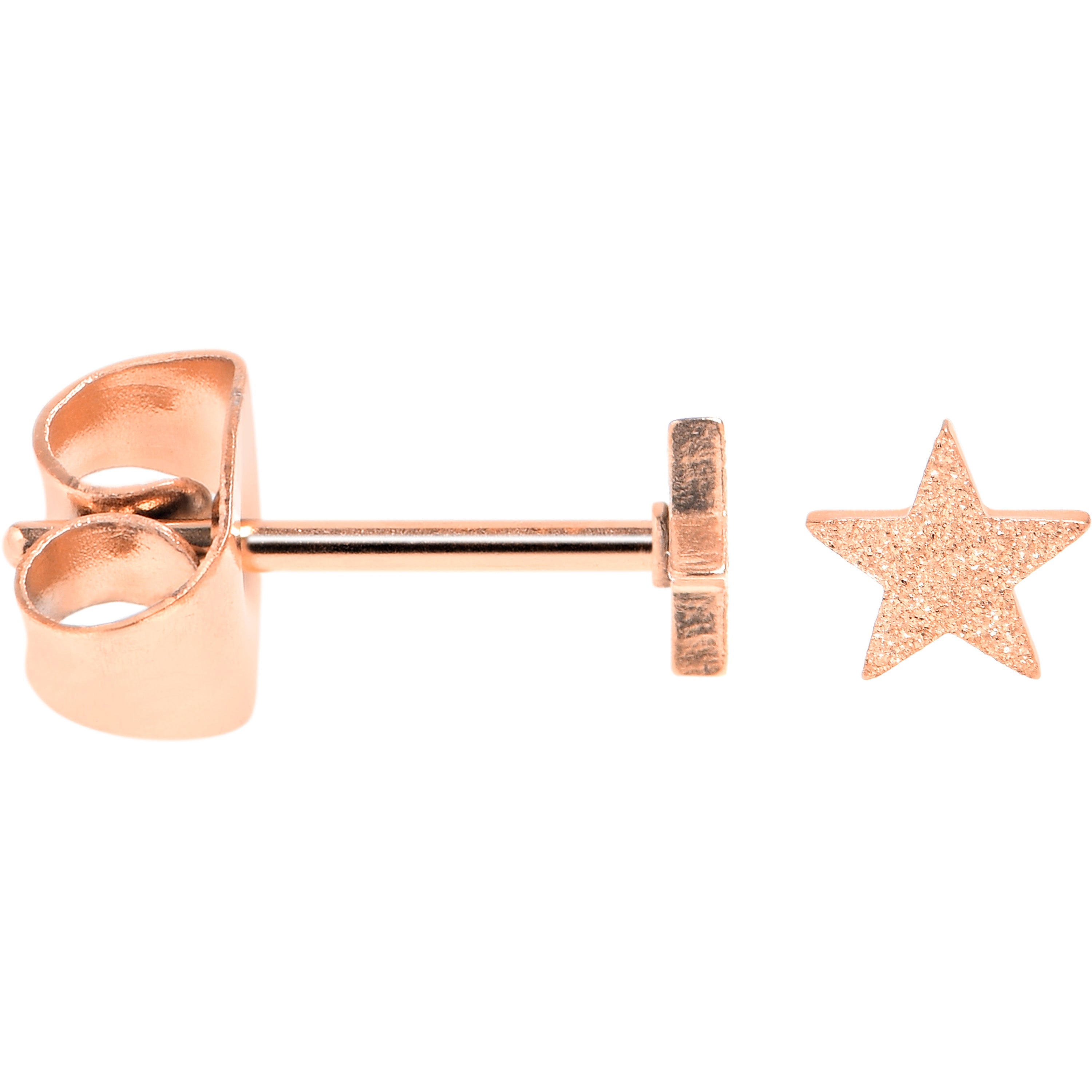 BodyCandy 4mm-8mm Stars Stud Rose Gold Tone 316L Stainless Steel Earrings 6 Pack — side view