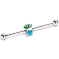 BodyCandy 14G Festive Blue Christmas Stocking Industrial Barbell 38mm — main product shot