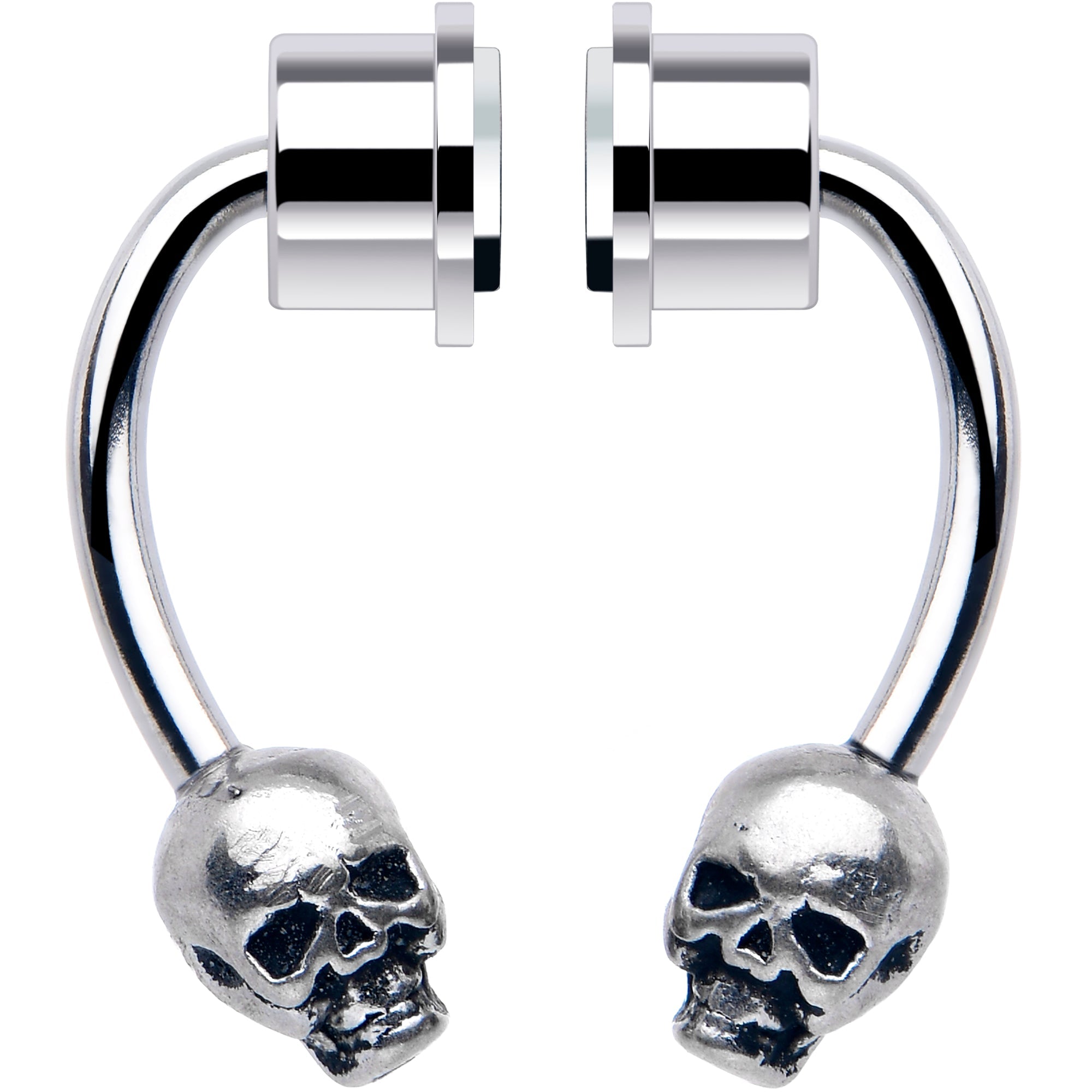 BodyCandy Skull Magnetic Septum Ring Horseshoe Non-Pierced Fake Nose Ring — detail close-up