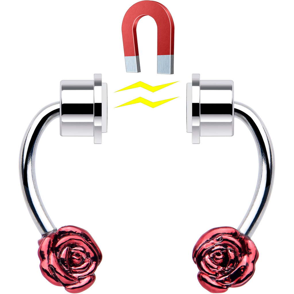 BodyCandy Red Rose Magnetic Septum Ring Horseshoe Non-Pierced Fake Nose Ring — lifestyle context