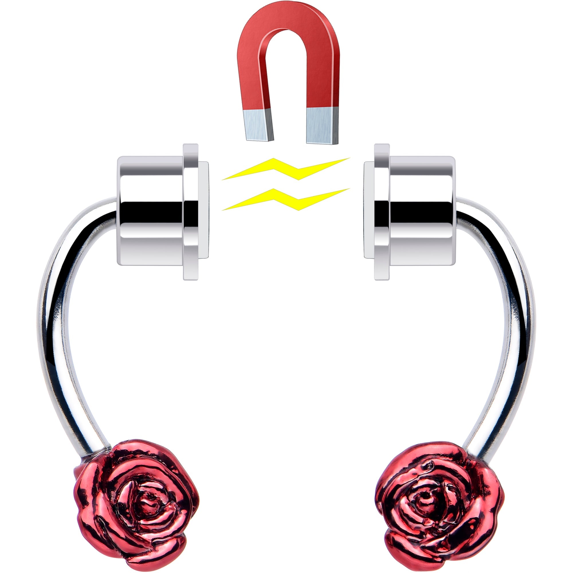 BodyCandy Red Rose Magnetic Septum Ring Horseshoe Non-Pierced Fake Nose Ring — lifestyle context