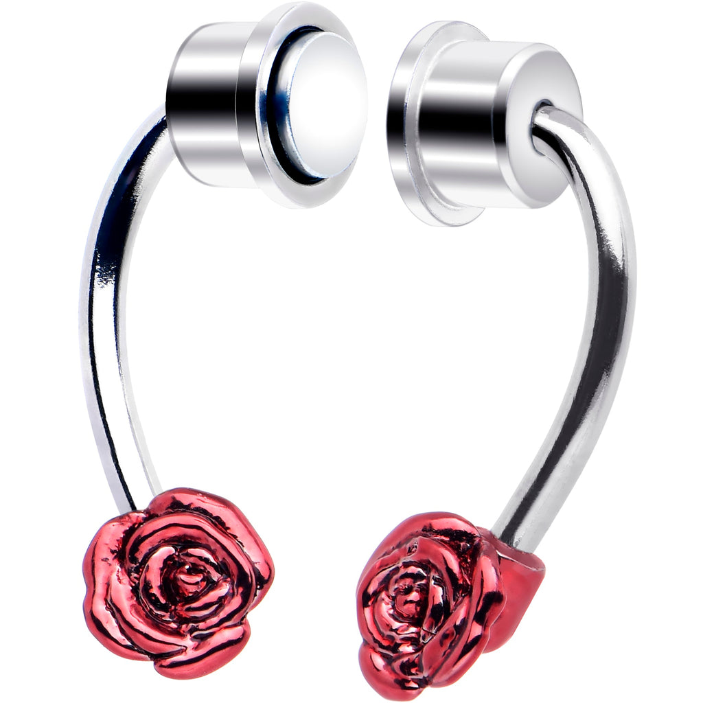 BodyCandy Red Rose Magnetic Septum Ring Horseshoe Non-Pierced Fake Nose Ring — side view
