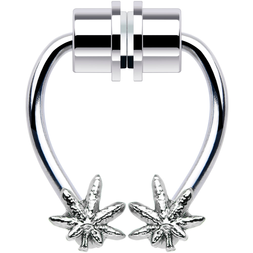 BodyCandy Pot Leaf Magnetic Septum Ring Horseshoe Non-Pierced Fake Nose Ring — main product shot