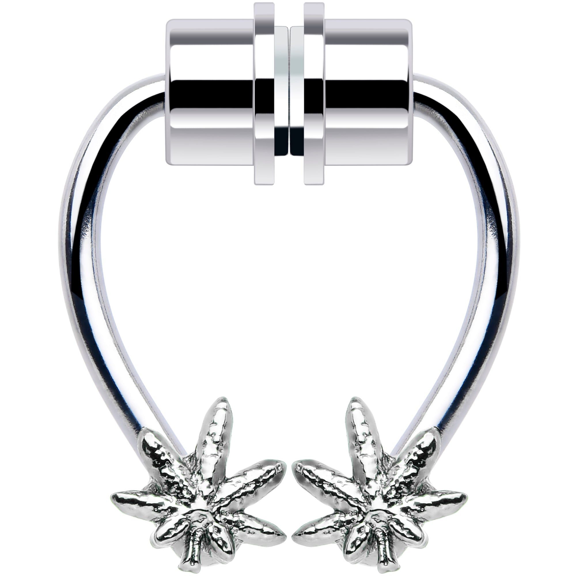 BodyCandy Pot Leaf Magnetic Septum Ring Horseshoe Non-Pierced Fake Nose Ring — main product shot