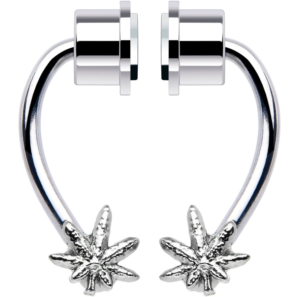 BodyCandy Pot Leaf Magnetic Septum Ring Horseshoe Non-Pierced Fake Nose Ring — detail close-up
