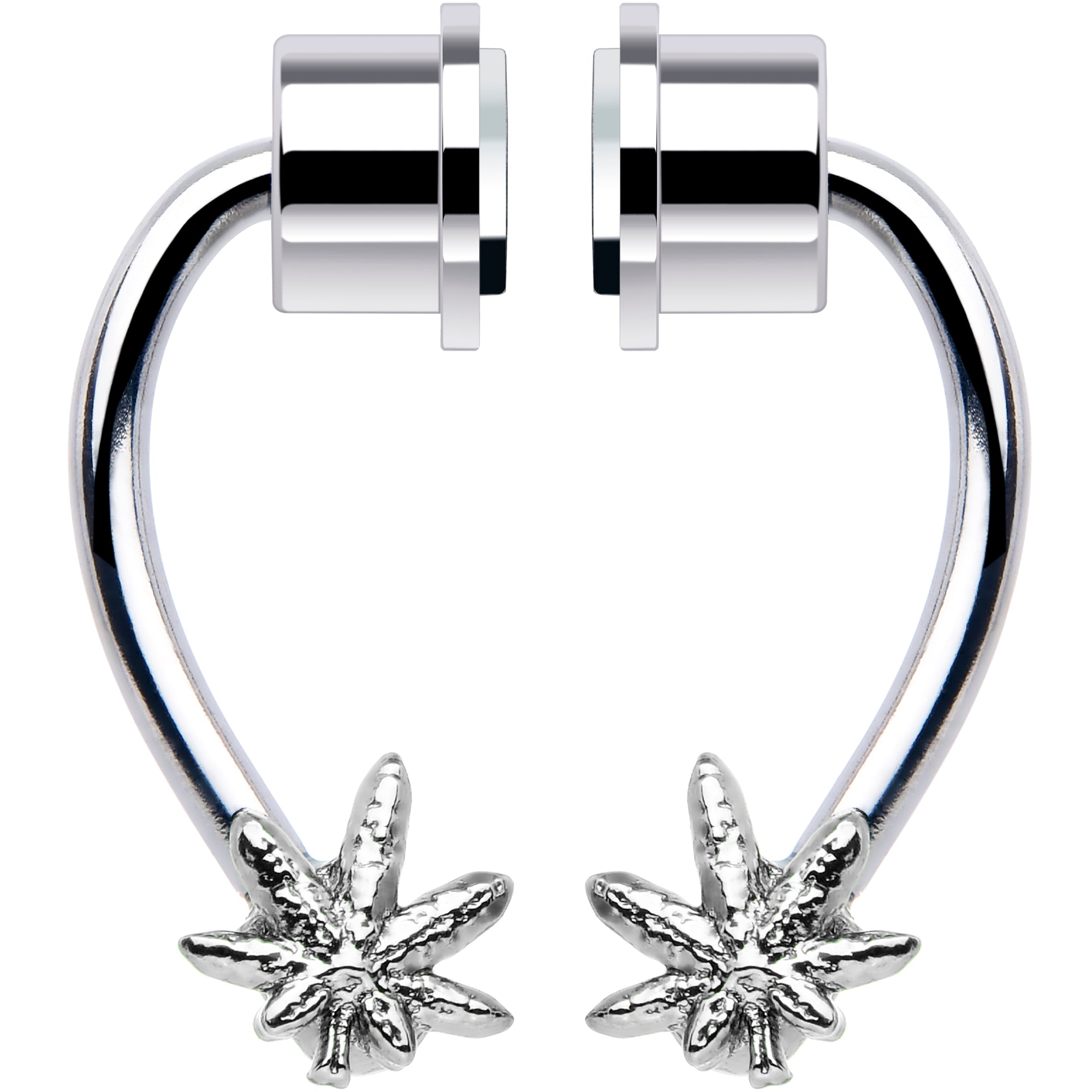 BodyCandy Pot Leaf Magnetic Septum Ring Horseshoe Non-Pierced Fake Nose Ring — detail close-up