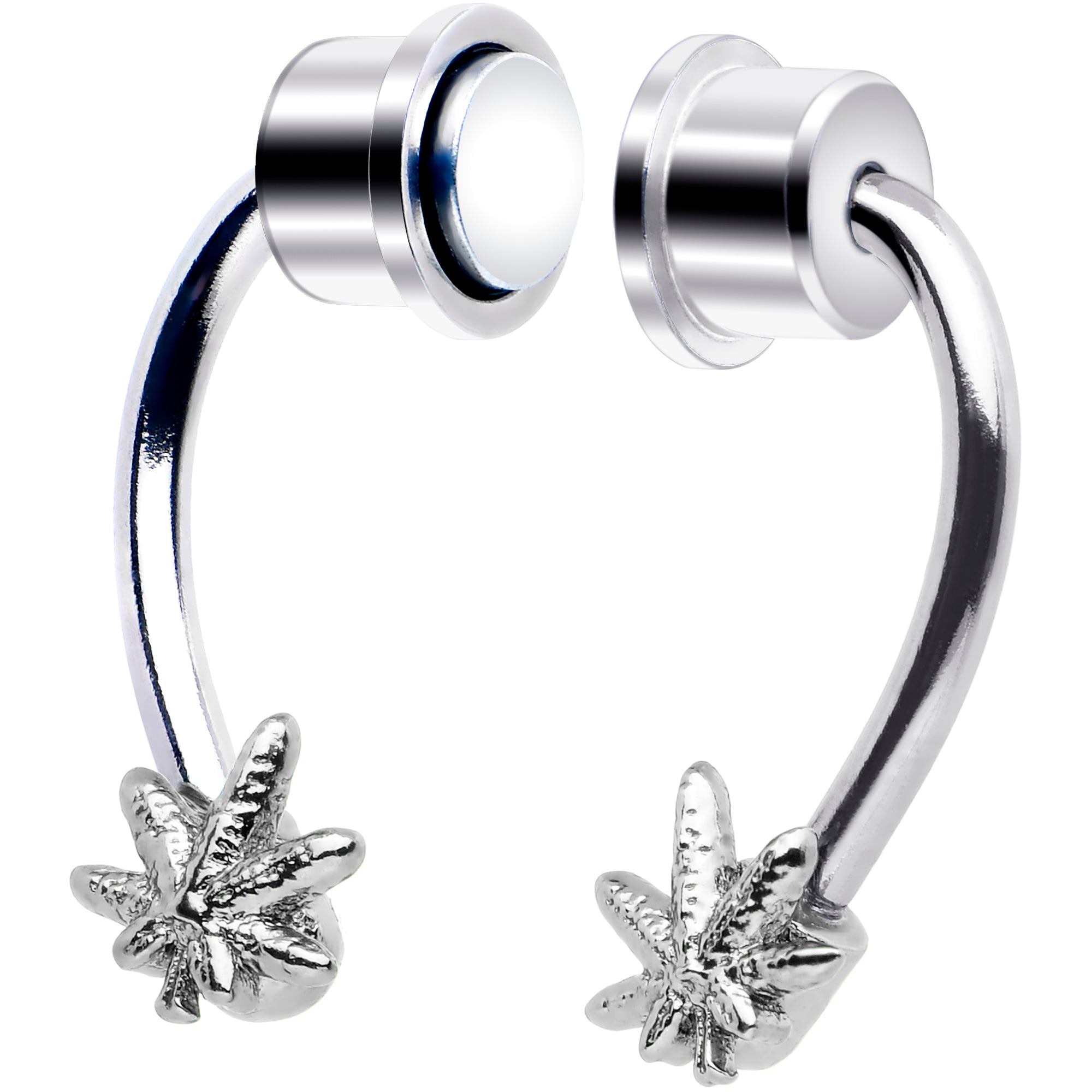 BodyCandy Pot Leaf Magnetic Septum Ring Horseshoe Non-Pierced Fake Nose Ring — side view