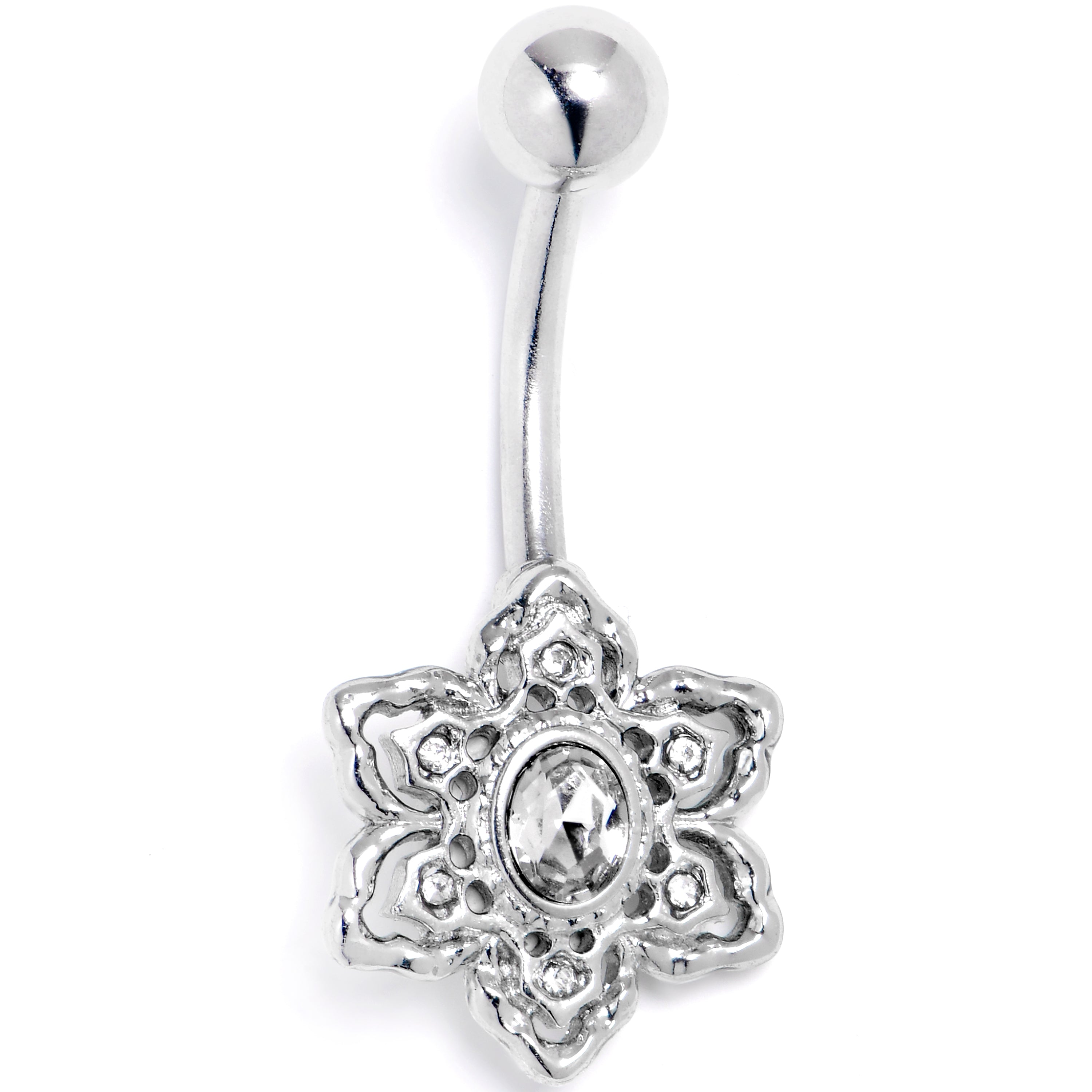BodyCandy Clear Gem Blooming Beauty Flower Belly Ring — main product shot