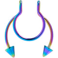BodyCandy Rainbow Horseshoe Spike Fake Septum Ring Nipple and Clip on Earring — main product shot