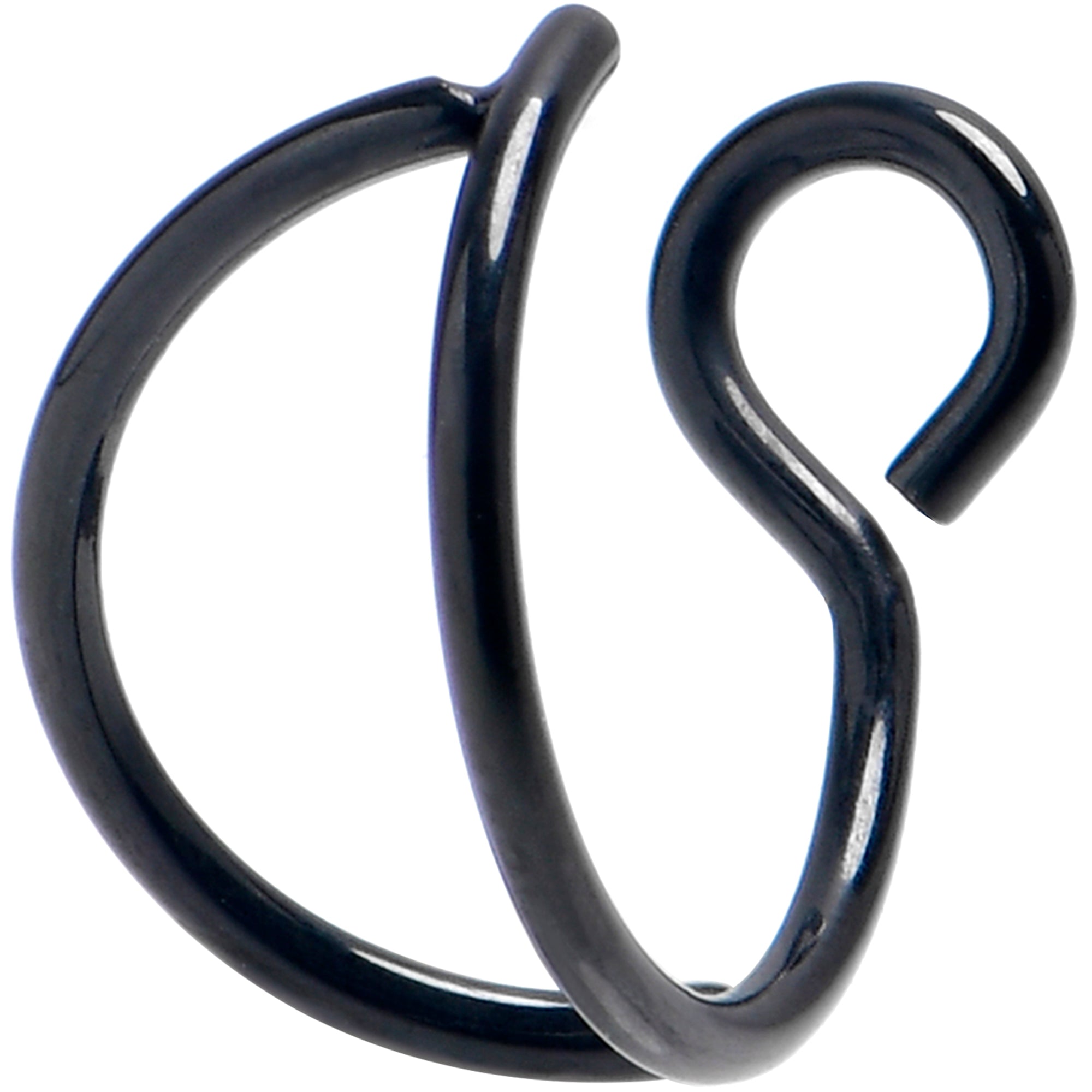 BodyCandy Black Stainless Steel Clip on Double Hoop Fake Nose Ring — main product shot