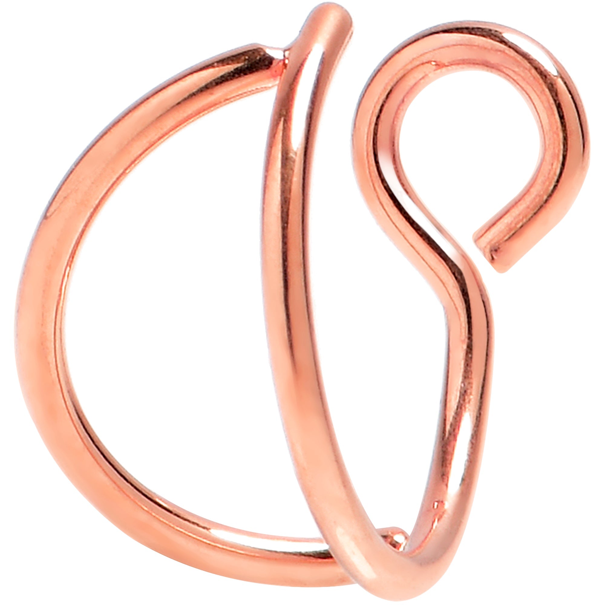 BodyCandy Rose Gold Stainless Steel Clip on Double Hoop Fake Nose Ring — main product shot