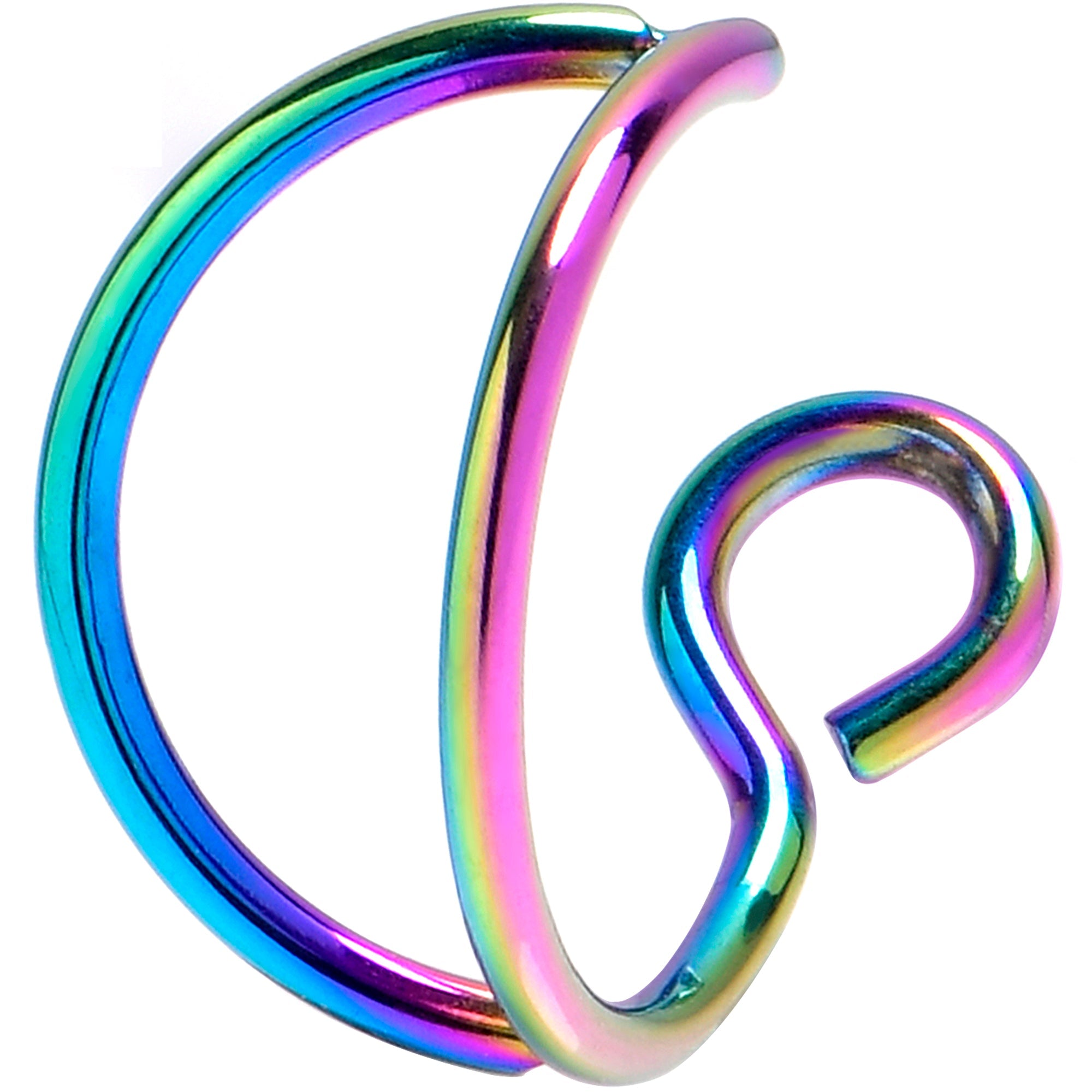 BodyCandy Rainbow Stainless Steel Clip on Double Hoop Fake Nose Ring — lifestyle context