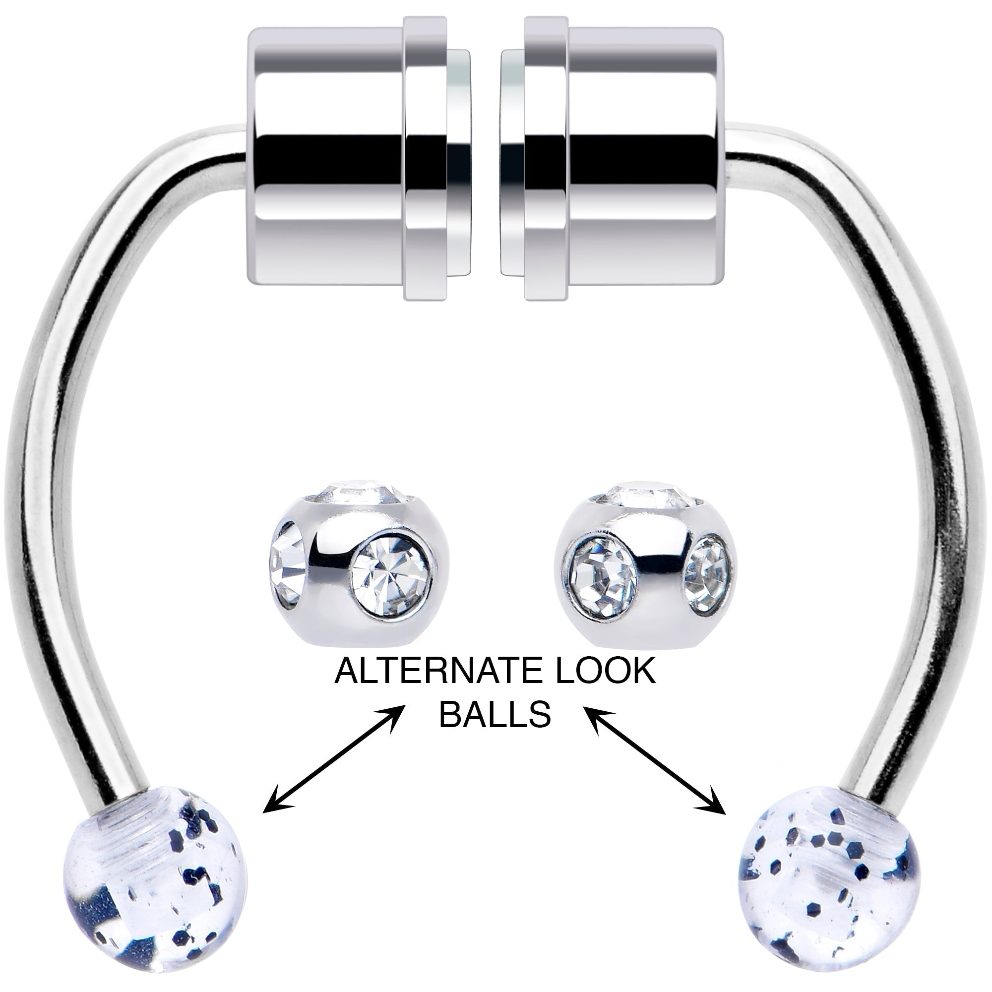BodyCandy Black Mist Gem Magnetic Septum Ring Horseshoe Non-Pierced Fake Nose Ring — detail close-up